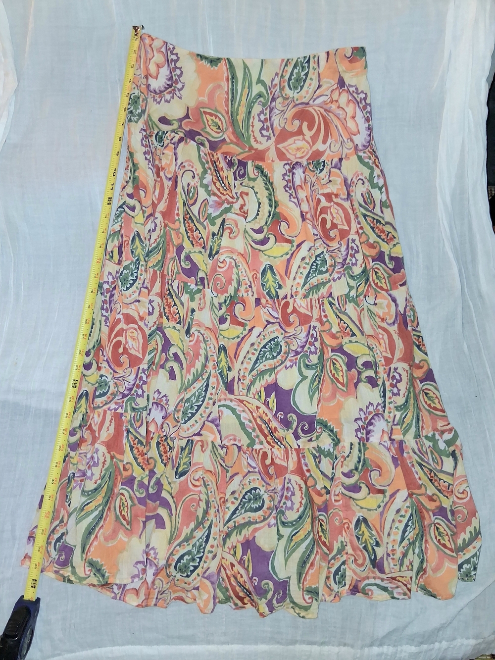 Chaps Coral Paisley Tiered Skirt